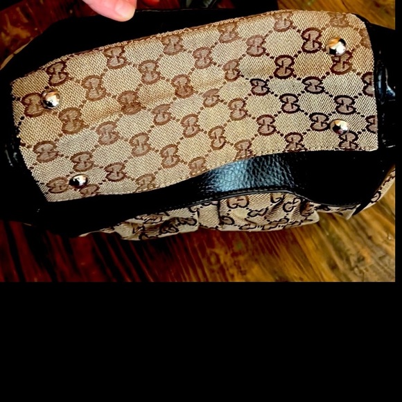 Vintage GUCCI Beige/Ebony GG Canvas Full Moon Medium Tote Bag - Picture 11 of 15